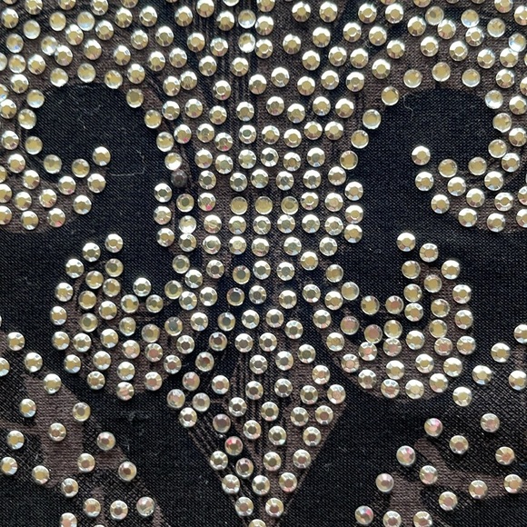 Embellished Rhinestone French Quarter Mardi Gras New Orleans Fleur De Lis Top SM - Picture 10 of 13